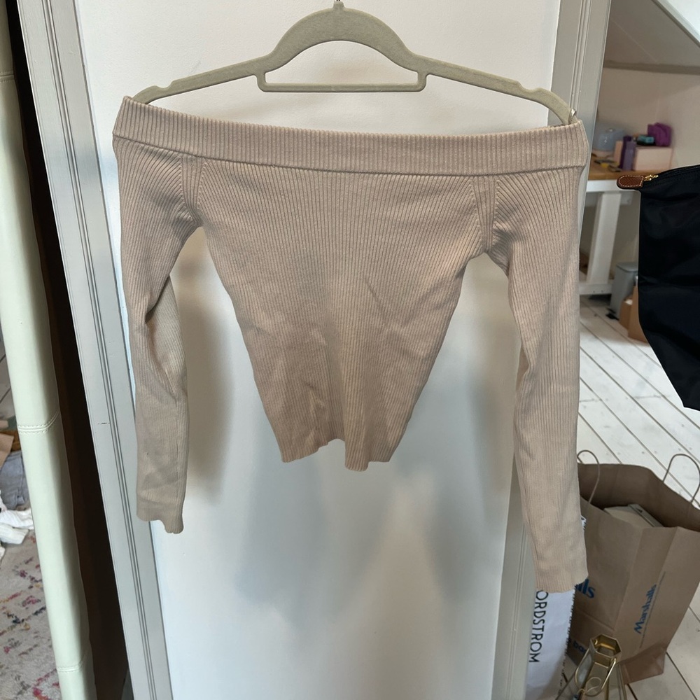 Off-Shoulder Ribbed Sweater